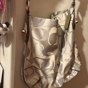 Gray COACH signature optic Penelope large logo Shoulder Bag